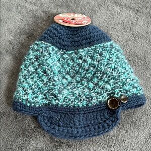 Kids Blue and Green Knit Hat
